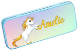 Personalised Any Name Unicorn Pencil Case Tin Children School Kids Stationary 11