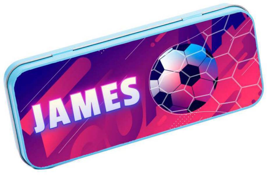 Personalised Any Name Football Pencil Case Tin Children School Kids Stationary 2