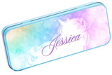 Personalised Any Name Unicorn Pencil Case Tin Children School Kids Stationary 11