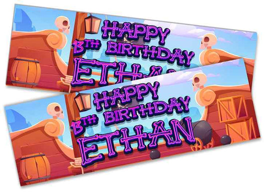 Personalised Birthday Banners Generic Design Children Kids Party Decoration 214
