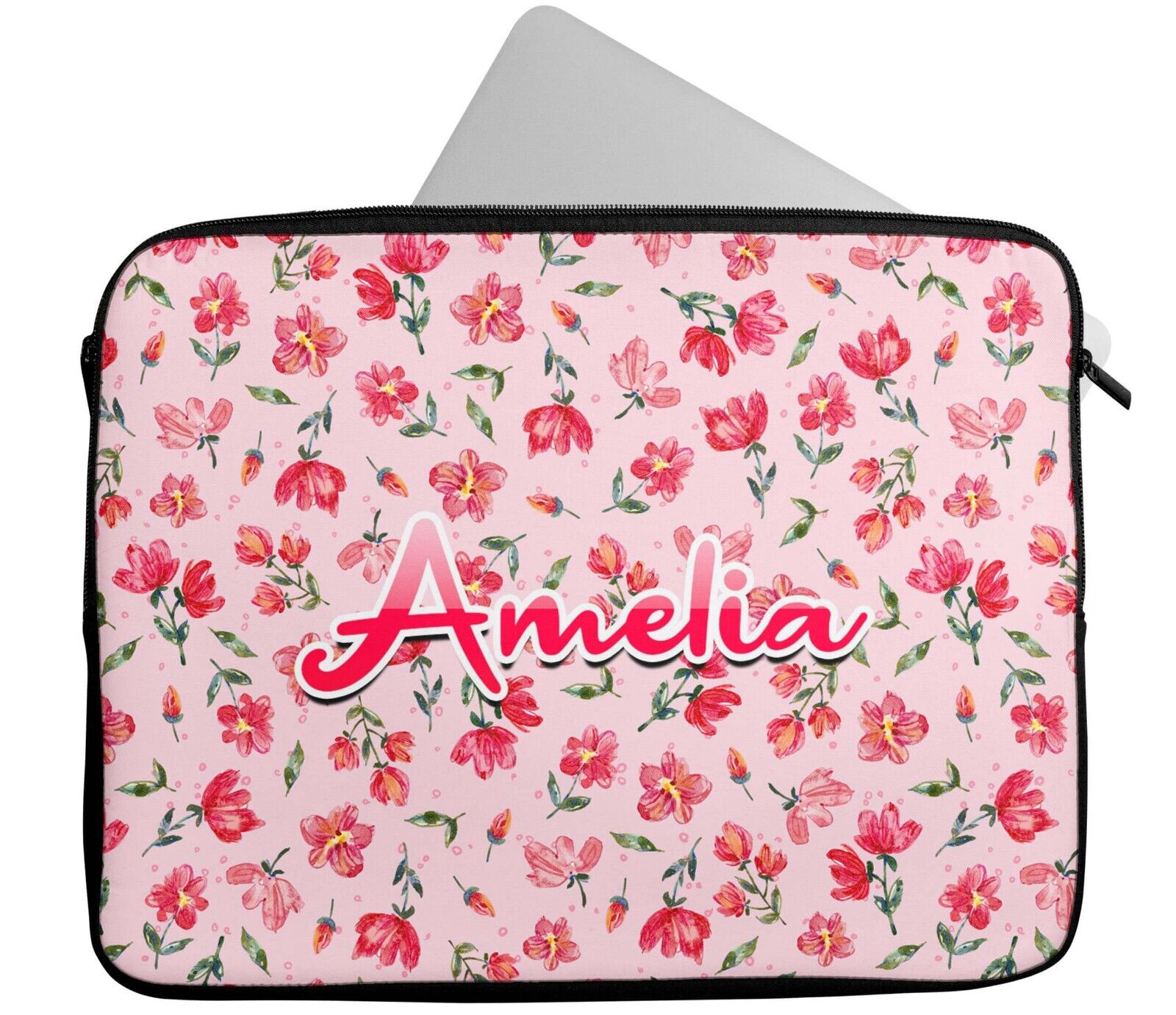 Personalised Any Name Floral Design Laptop Case Sleeve Tablet Bag 10