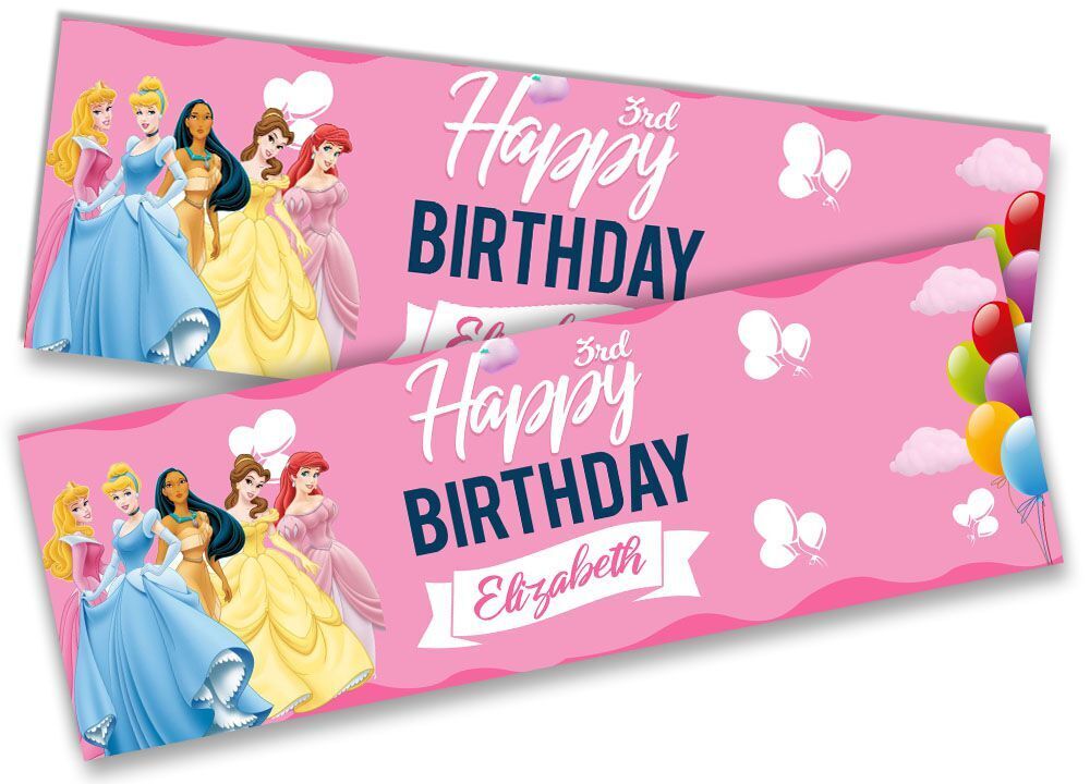 Personalised Birthday Banners Princess  Design Children Kid Party Decoration 72