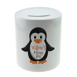 Personalised Any Name Penguin Savings Children Money Box Printed Gift 43