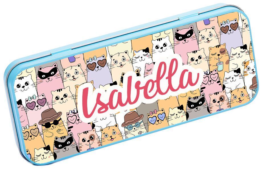 Personalised Any Name Generic Pencil Case Tin Children School Kids Stationary 14