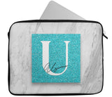 Personalised Any Name Marble Glitter Design Laptop Case Sleeve Tablet Bag 100