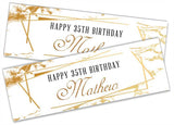 Personalised Birthday Banners Marble Design Adult Kids Party Decoration 52