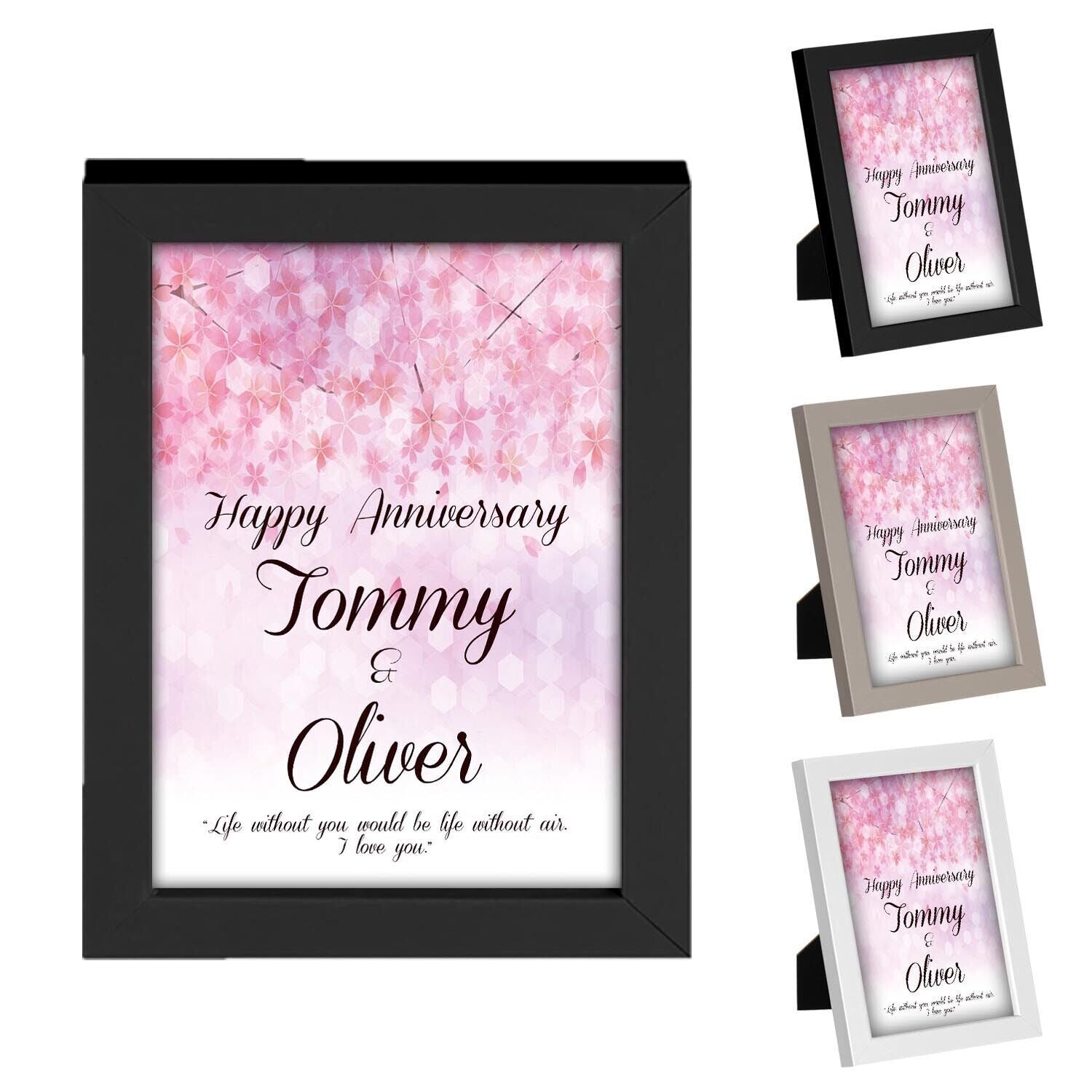 Personalised Anniversary Wooden Frames Any Name Image Wedding Gift Mr and Mrs 3