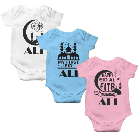 Personalised Eid Baby Vest Baby grow Little baby body suit 26