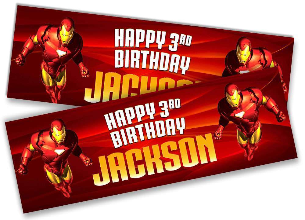 Personalised Birthday Banners Super Hero Design Children Kid Party Decoration 63