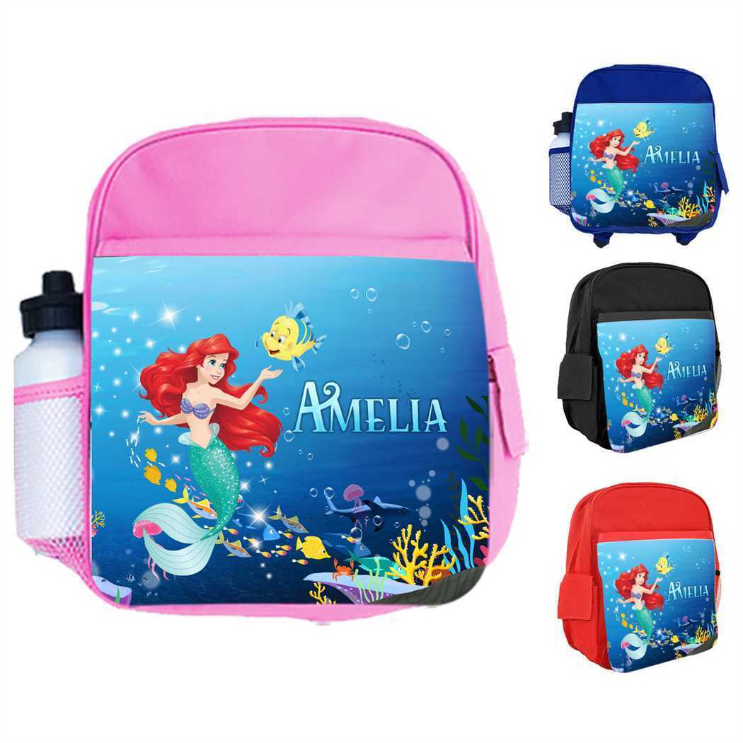 Personalised Kids Backpack Any Name Mermaid Design Boys Girls kid School Bag 25