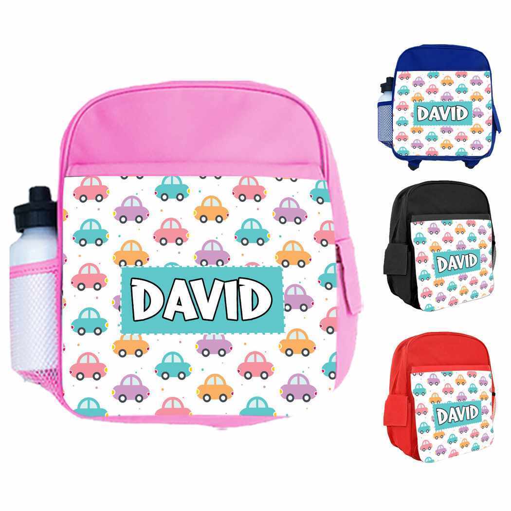 Personalised Kids Backpack Any Name Car Design Boys Girls Children School Bag 9