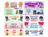 Personalised Birthday Banners Generic Design Children Kids Party Decoration 139