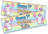 Personalised Birthday Banners Unicorn Design Children Kids Party Decoration 22