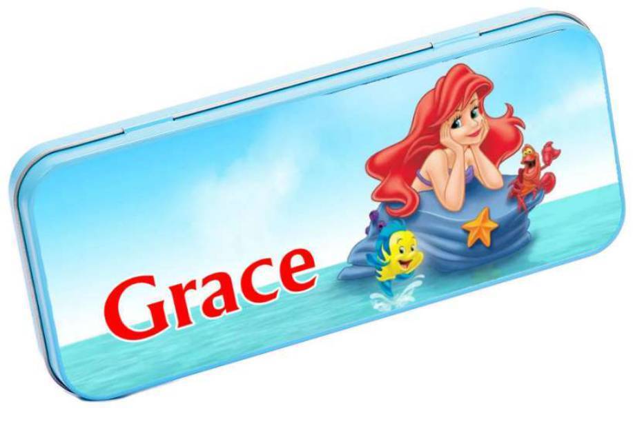 Personalised Any Name Princess Pencil Case Tin Children School Kids Stationary 1