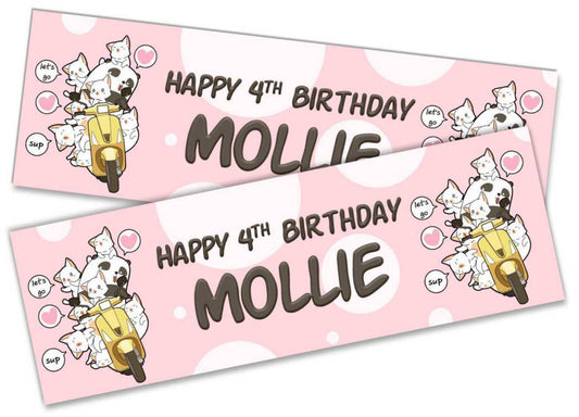 Personalised Birthday Banners Generic Design Children Kids Party Decoration 195