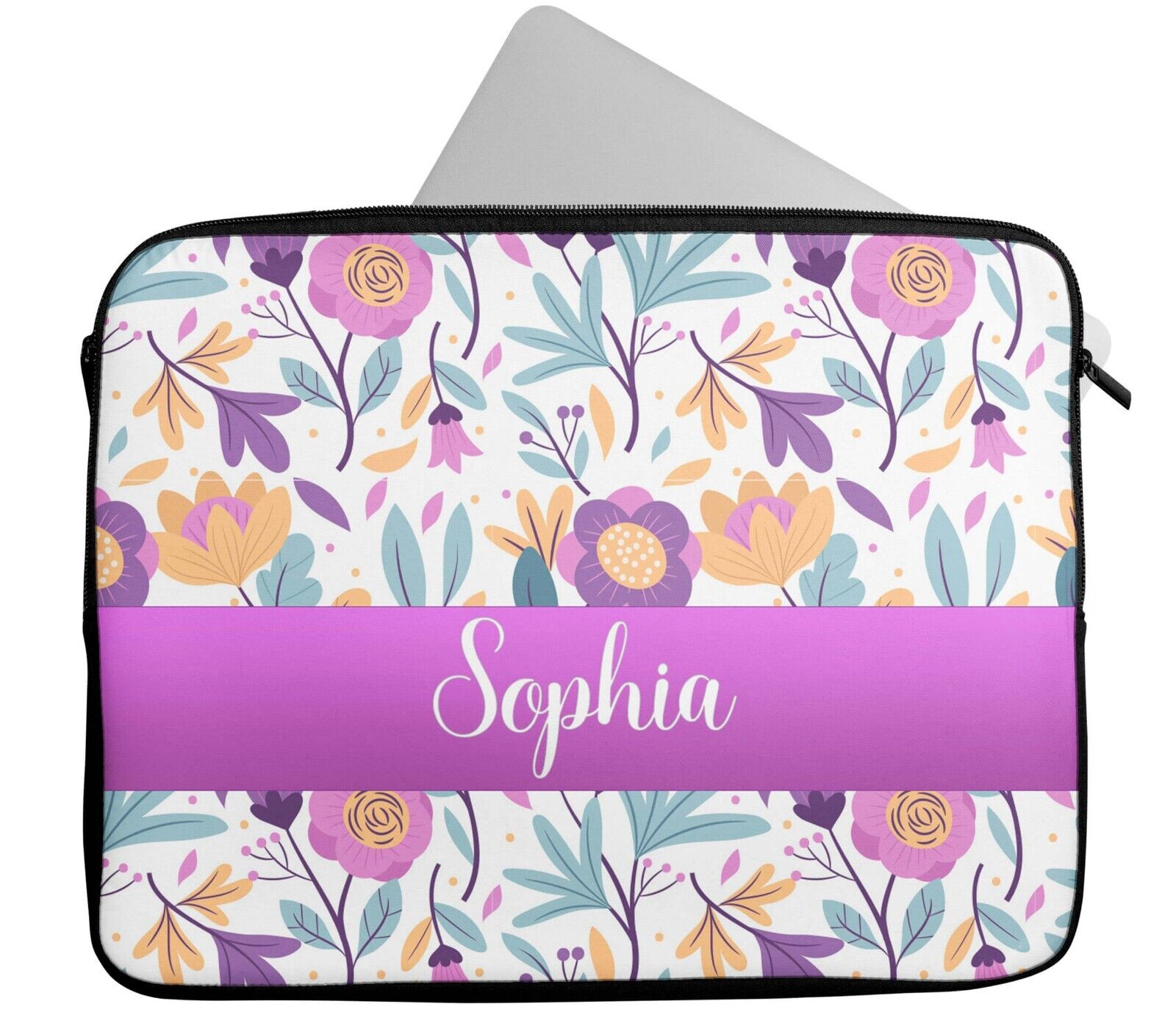 Personalised Any Name Floral Design Laptop Case Sleeve Tablet Bag 10