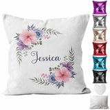 Personalised Cushion Floral Sequin Cushion Pillow Printed Birthday Gift 47