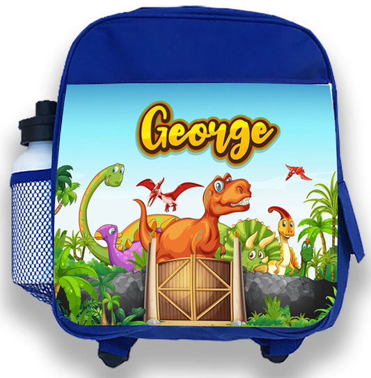 Personalised Kids Backpack Any Name Dinosaur Boys Childrens School Bag 16