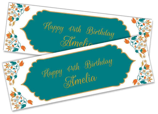 Personalised Birthday Banners Floral Design Kids adult Party Decoration 84