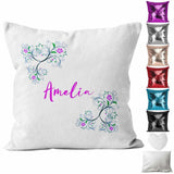 Personalised Cushion Floral Sequin Cushion Pillow Printed Birthday Gift 46