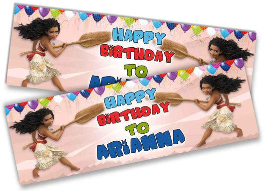 Personalised Birthday Banners Moana Design Children Kids Party Decoration 65