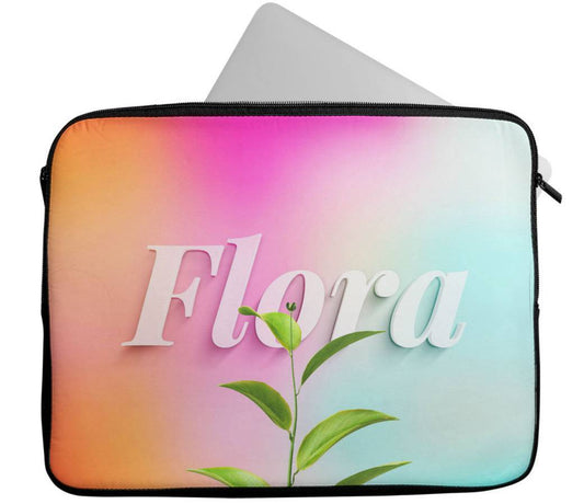 Personalised Any Name Floral Design Laptop Case Sleeve Tablet Bag 93