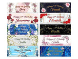 Personalised Birthday Banners Floral Design Kids adult Party Decoration 86