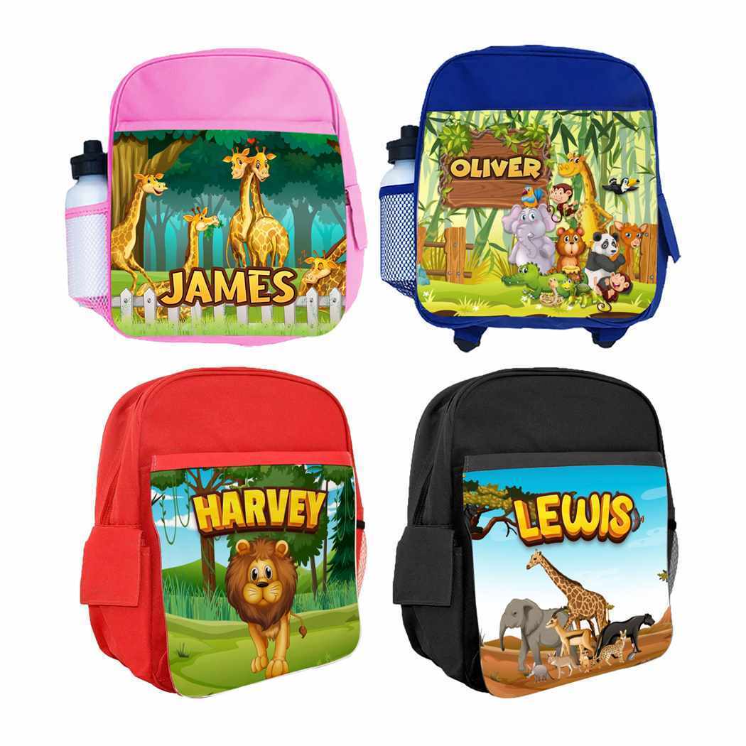 Personalised Kids Backpack Any Name Animal Design Boys Girls kid School Bag 35