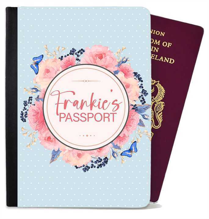 Personalised Floral Children Passport Cover Holder Any Name Holiday Accessory 28