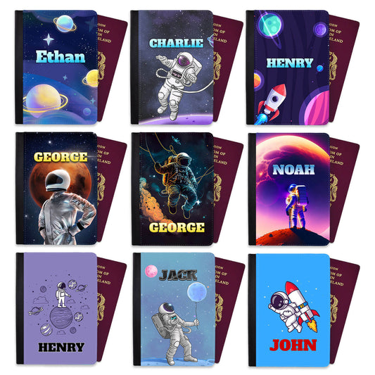 Personalised Space Childern Passport Cover Holder Any Name Holiday Accessory 6