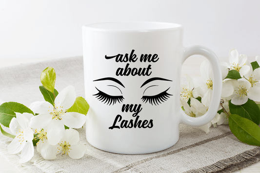 Ask Me About My Lashes Novelty Cup Ceramic Mug Funny Gift Tea Coffee