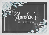 Personalised Any Name White Floral Design Kitchen Glass Chopping Board Item 1