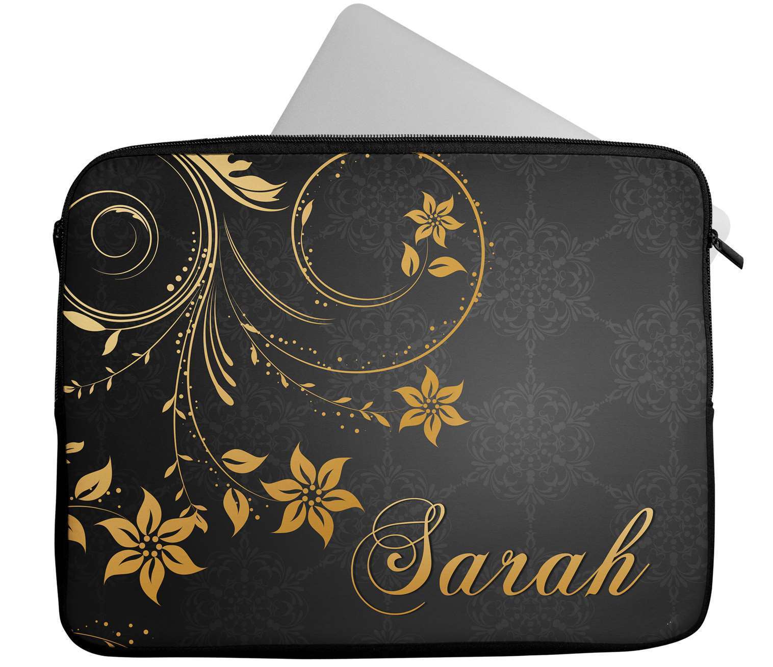 Personalised Any Name Floral Design Laptop Case Sleeve Tablet Bag 28