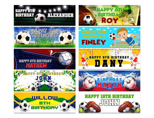 Personalised Birthday Banners Football Design Children Kids Party Decoration 32