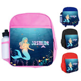 Personalised Kids Backpack Any Name Mermaid Design Boys Girls kid School Bag 25