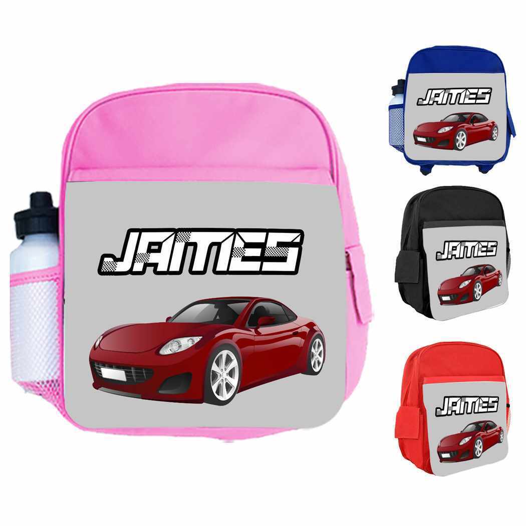 Personalised Kids Backpack Any Name Car Design Boys Girls Children School Bag 9