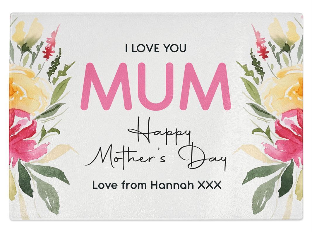 Personalised Any Name Mothers Day Kitchen Glass Chopping Board Item Gift 19