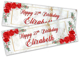 Personalised Birthday Banners Floral Design Kids adult Party Decoration 86