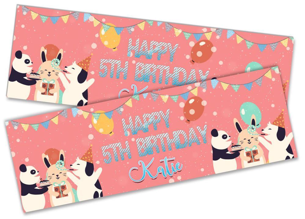 Personalised Birthday Banners Generic Design Children Kids Party Decoration 116