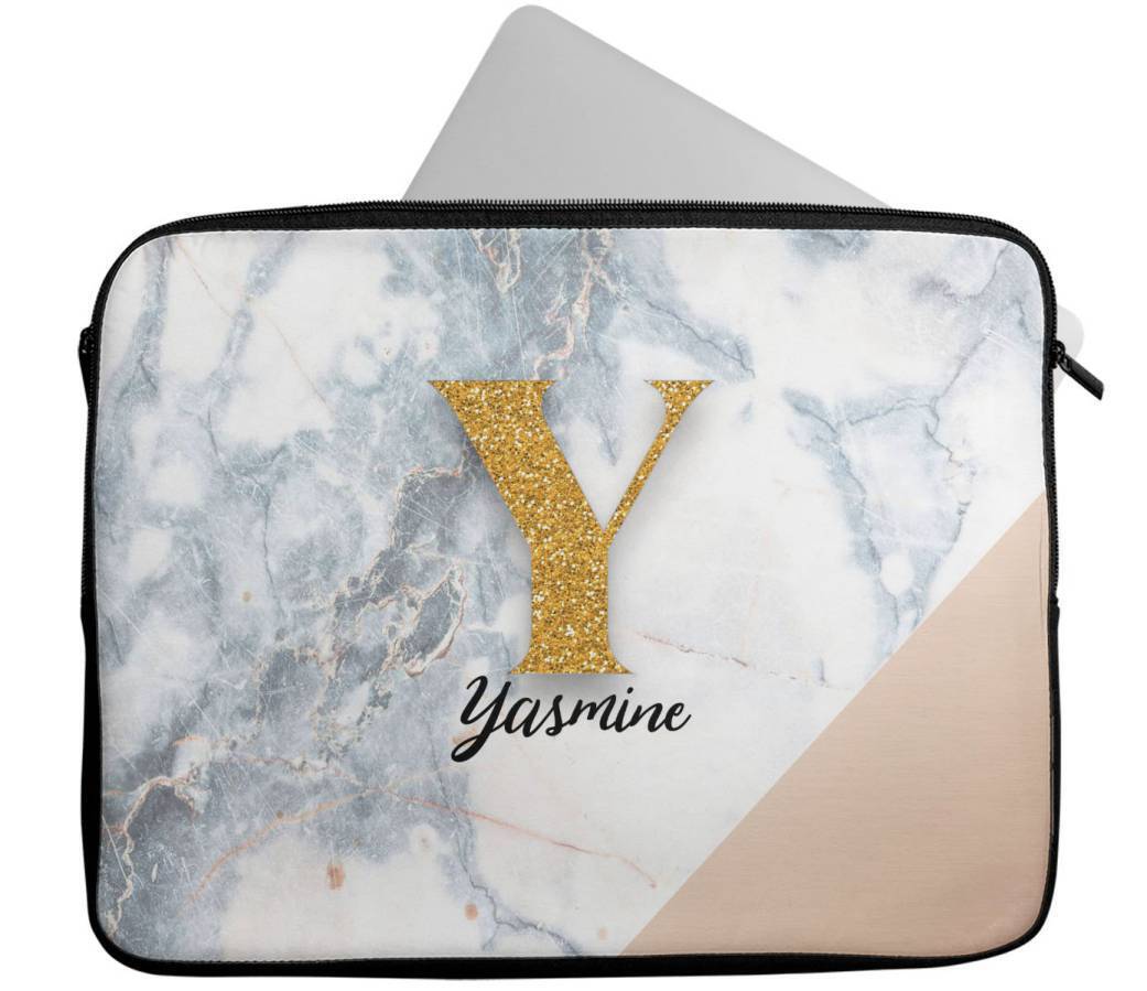 Personalised Any Name Marble Glitter Design Laptop Case Sleeve Tablet Bag 99