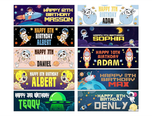 Personalised Birthday Banners Space Design Children Kids Party Decoration 54