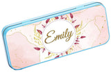 Personalised Any Name Floral Pencil Case Tin Children School Kids Stationary 25