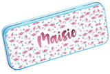 Personalised Any Name Flamingo Pencil Case Tin Children School Kid Stationary 17