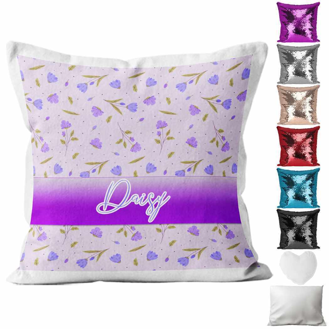 Personalised Cushion Floral Sequin Cushion Pillow Printed Birthday Gift 24