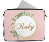 Personalised Any Name Floral Design Laptop Case Sleeve Tablet Bag 31