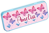 Personalised Any Name Butterfly Pencil Case Tin Children School Kid Stationary 9