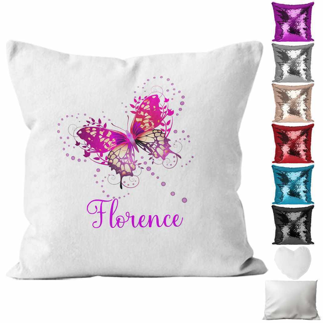 Personalised Cushion Butterfly Sequin Cushion Pillow Printed Birthday Gift 43