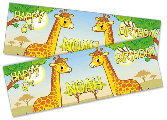Personalised Birthday Banners Animal Design Children Kids Party Decoration 129
