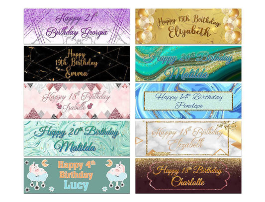 Personalised Birthday Banners Generic Design Children Kids Party Decoration 256