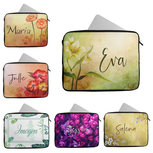 Personalised Any Name Floral Design Laptop Case Sleeve Tablet Bag 2